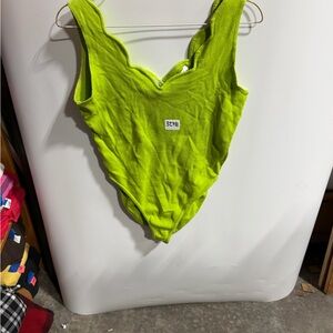 #3278- Girls Lime Green One-Piece Swimsuit